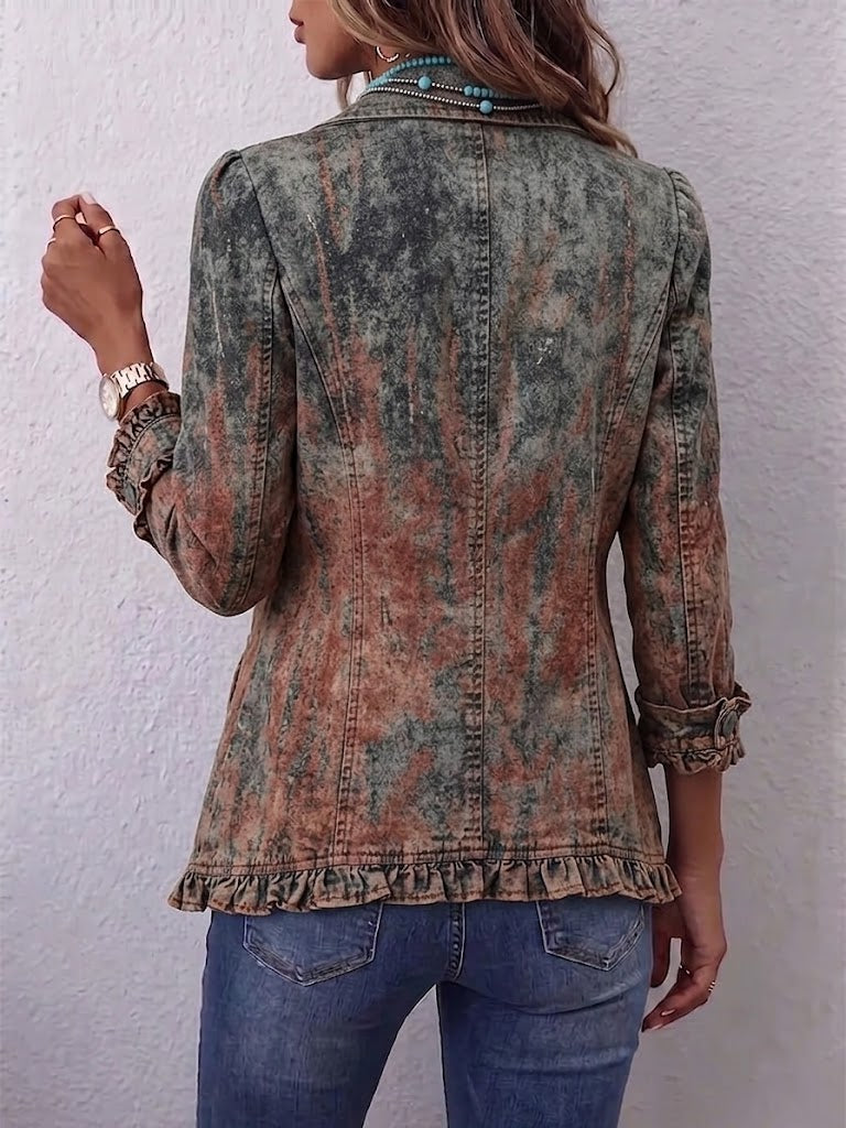 Celia | Chaqueta con textura, efecto degradado vintage y volantes