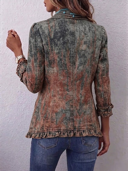 Celia | Chaqueta con textura, efecto degradado vintage y volantes