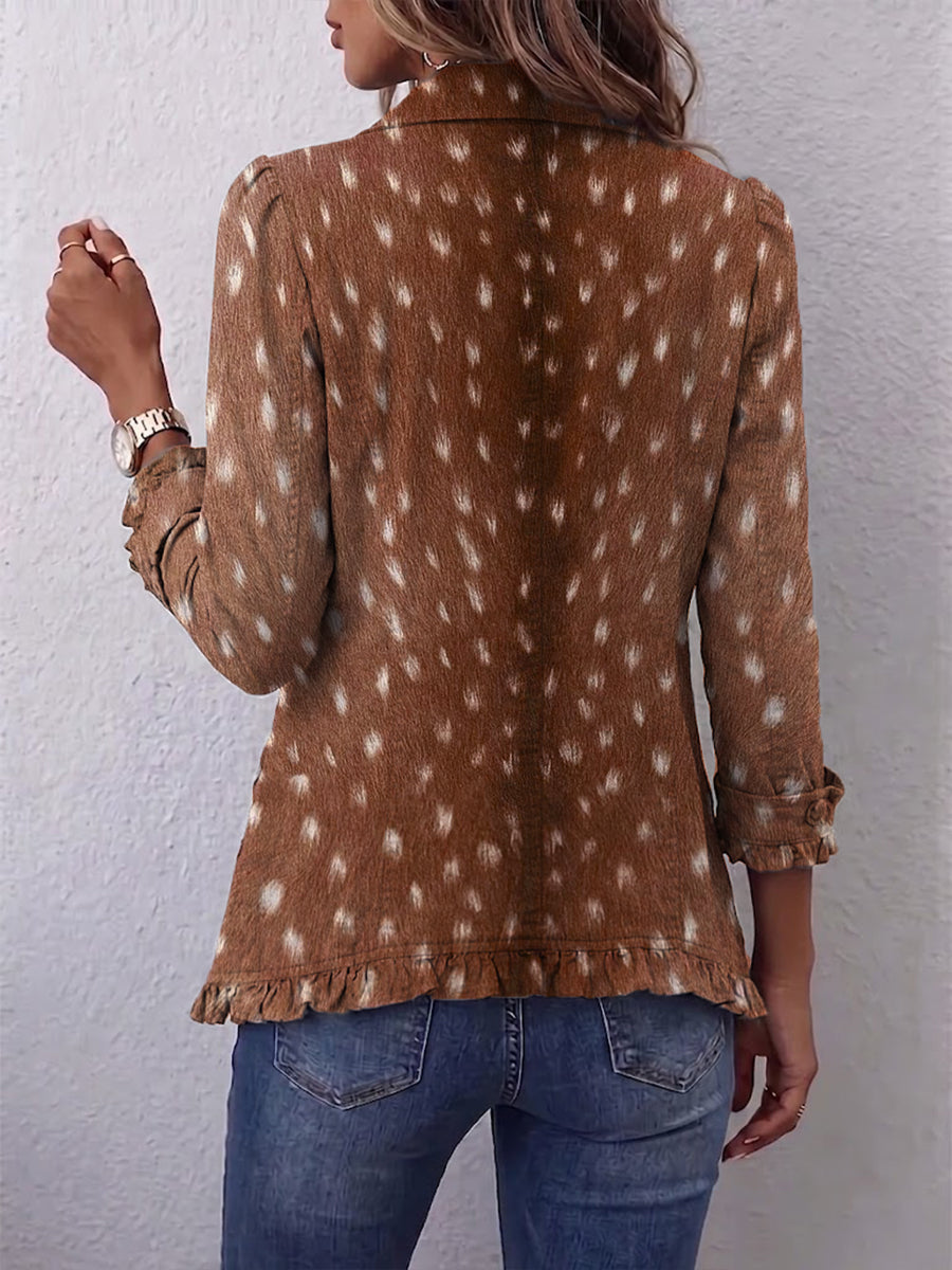 Inés | Chaqueta boho con estampado animal y volantes