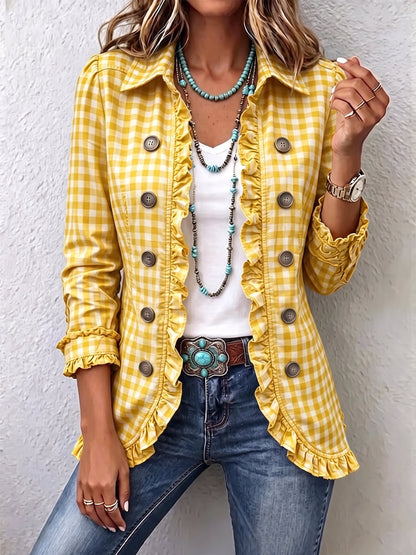 Alicia | Chaqueta de cuadros vichy con botones y volantes