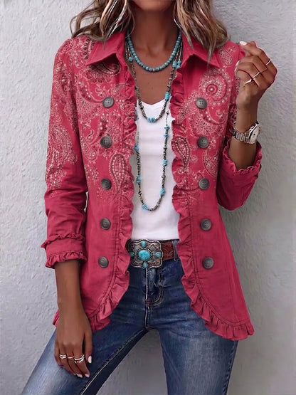 Martina | Chaqueta vintage de cachemira con volantes