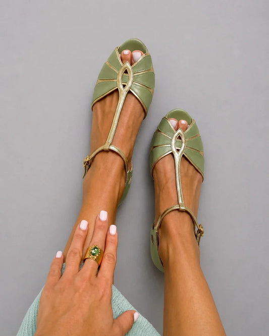 Estela Zapatos con Tacón Ancho y Correa en T