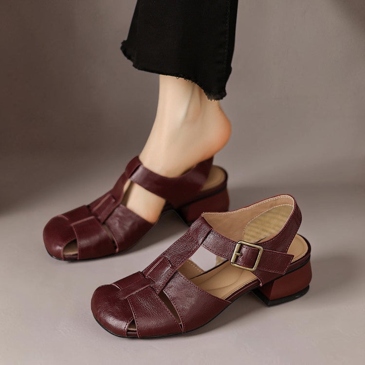 Julia | Sandalias de Piel con Tiras y Punta Cuadrada