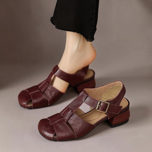 Julia | Sandalias de Piel con Tiras y Punta Cuadrada