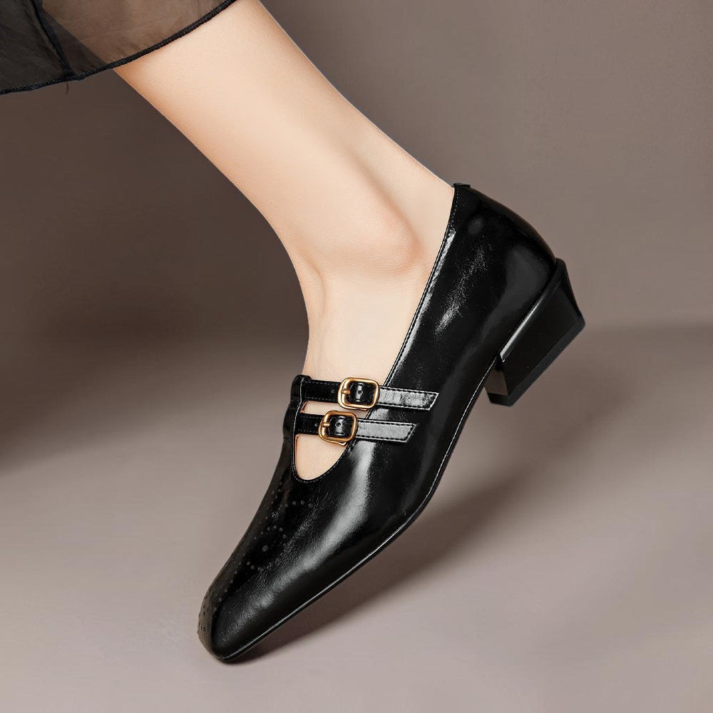 Clara | Merceditas de Piel Picada con Doble Pulsera