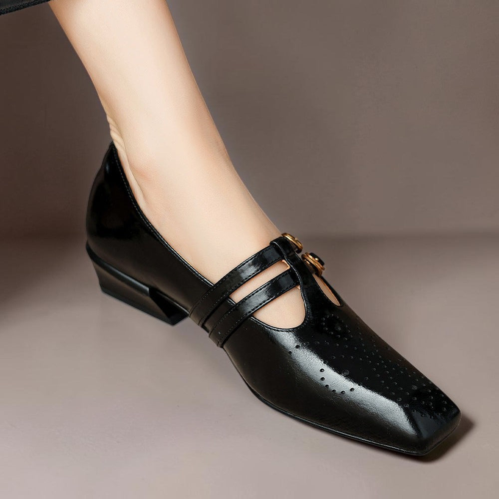 Clara | Merceditas de Piel Picada con Doble Pulsera