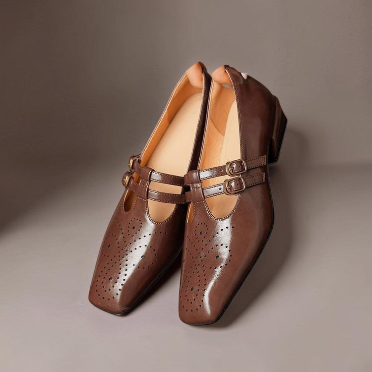 Clara | Merceditas de Piel Picada con Doble Pulsera