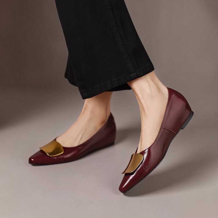 Alicia | Zapatos Planos de Piel con Detalle Joya