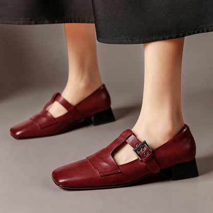 Carmen | Zapatos de Tacón de Piel con Pulsera en T