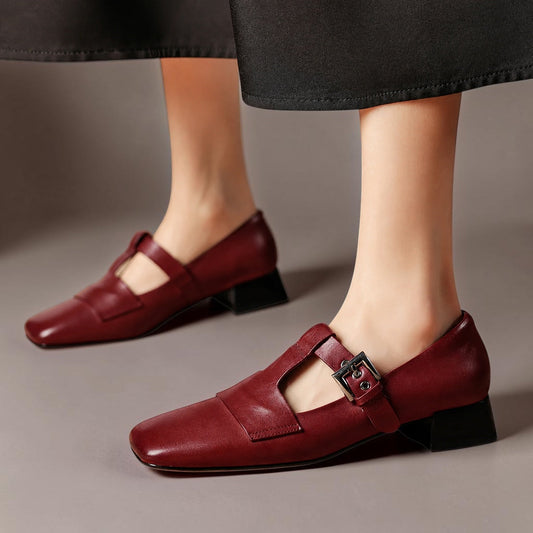 Carmen | Zapatos de Tacón de Piel con Pulsera en T