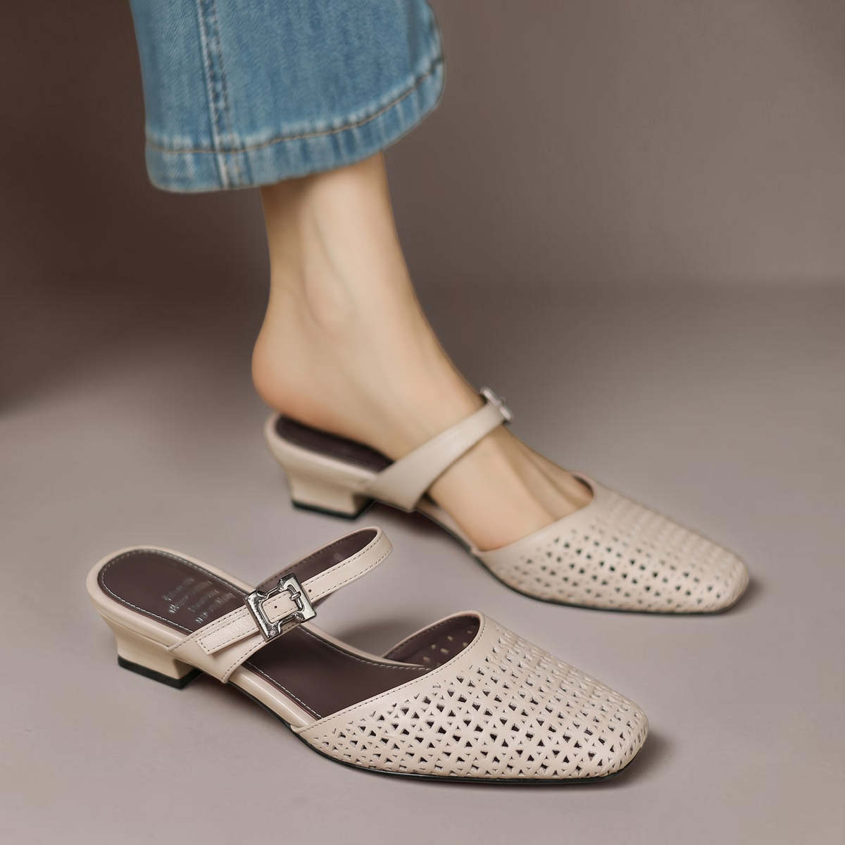 Teresa | Mules de Piel Troquelada